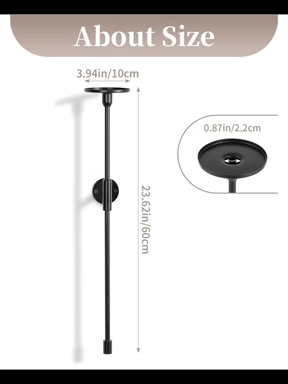 Wall-Mounted Black Metal Candle Sconce - Unbranded